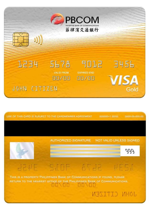 Philippines Bank of Communications visa gold card